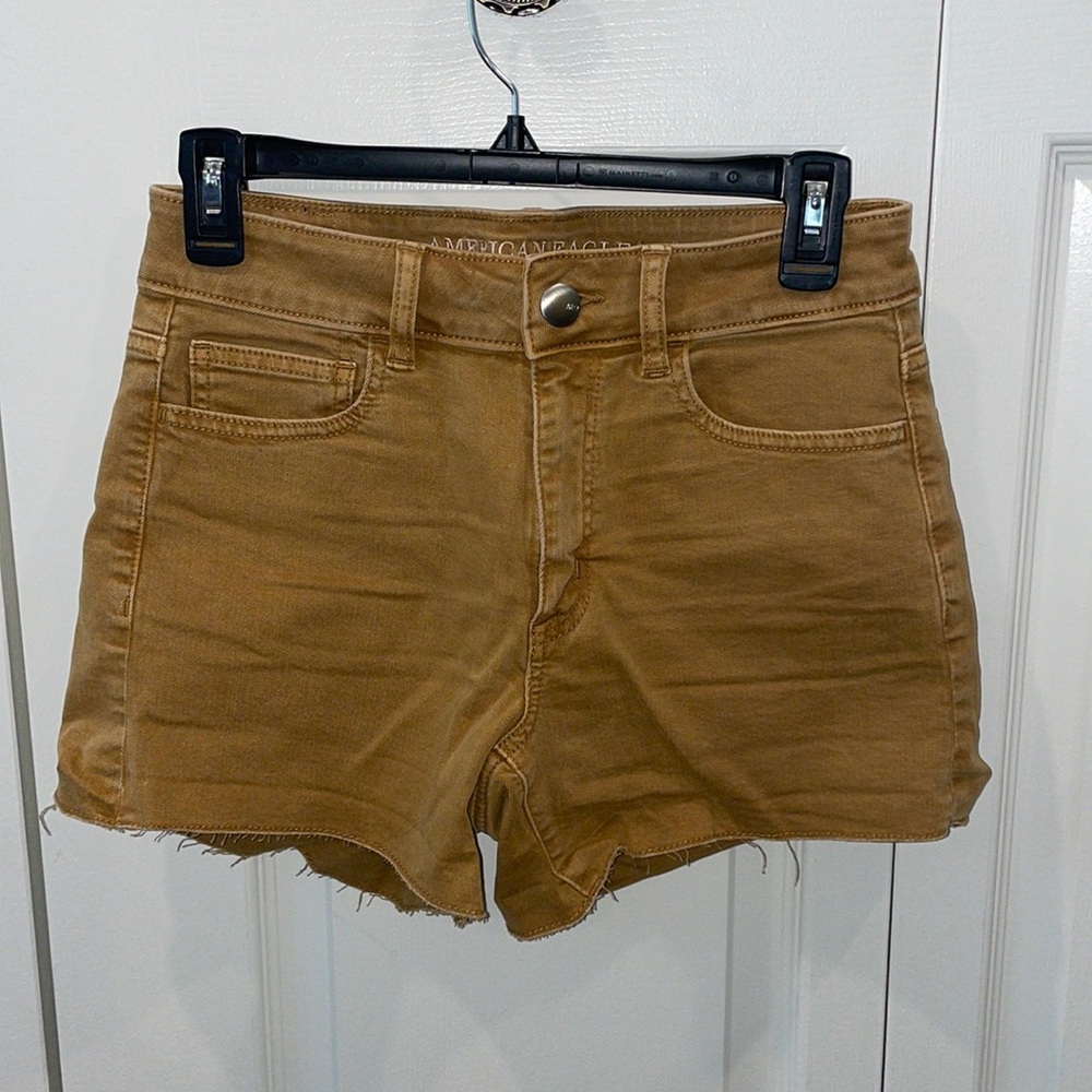 American Eagle Outfitters Tan High-Rise Casual Denim Shorts
